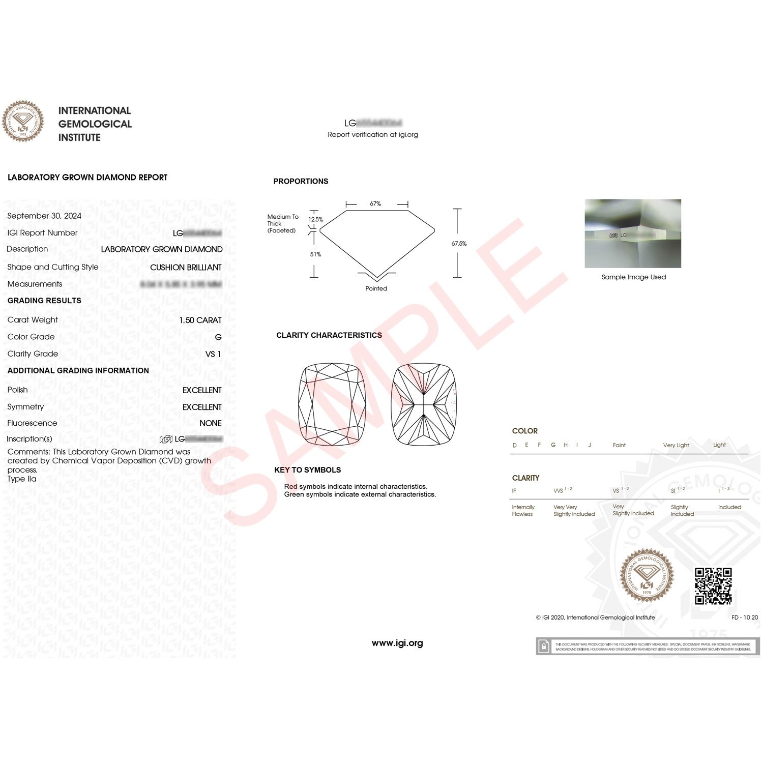 1.50Ct Cushion Lab Grown IGI G/VS1 Diamond Ring in 10K Yellow Gold