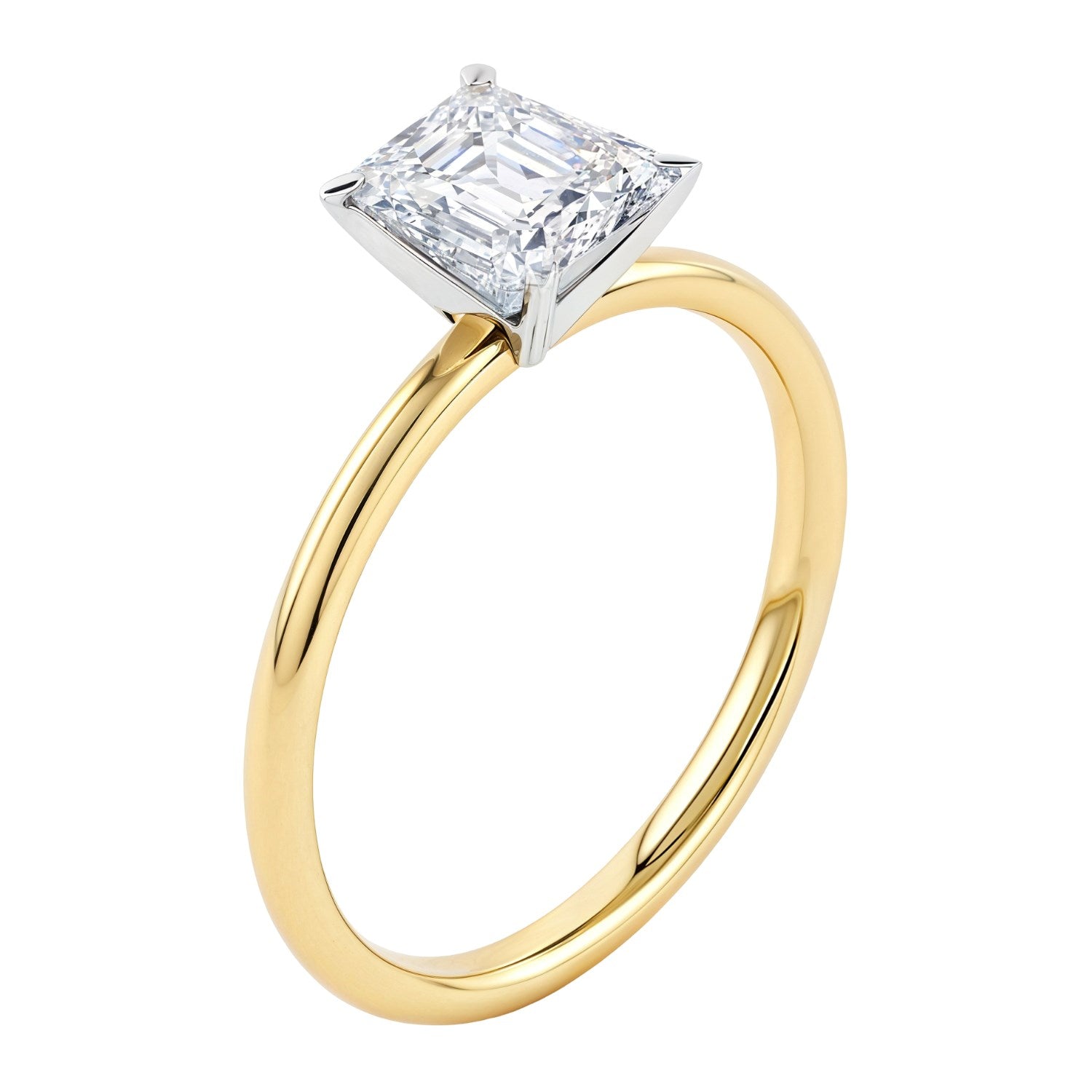 2 Carat Emerald Lab Grown IGI G/VS1 Diamond Solitaire Ring in 14K Yellow Gold