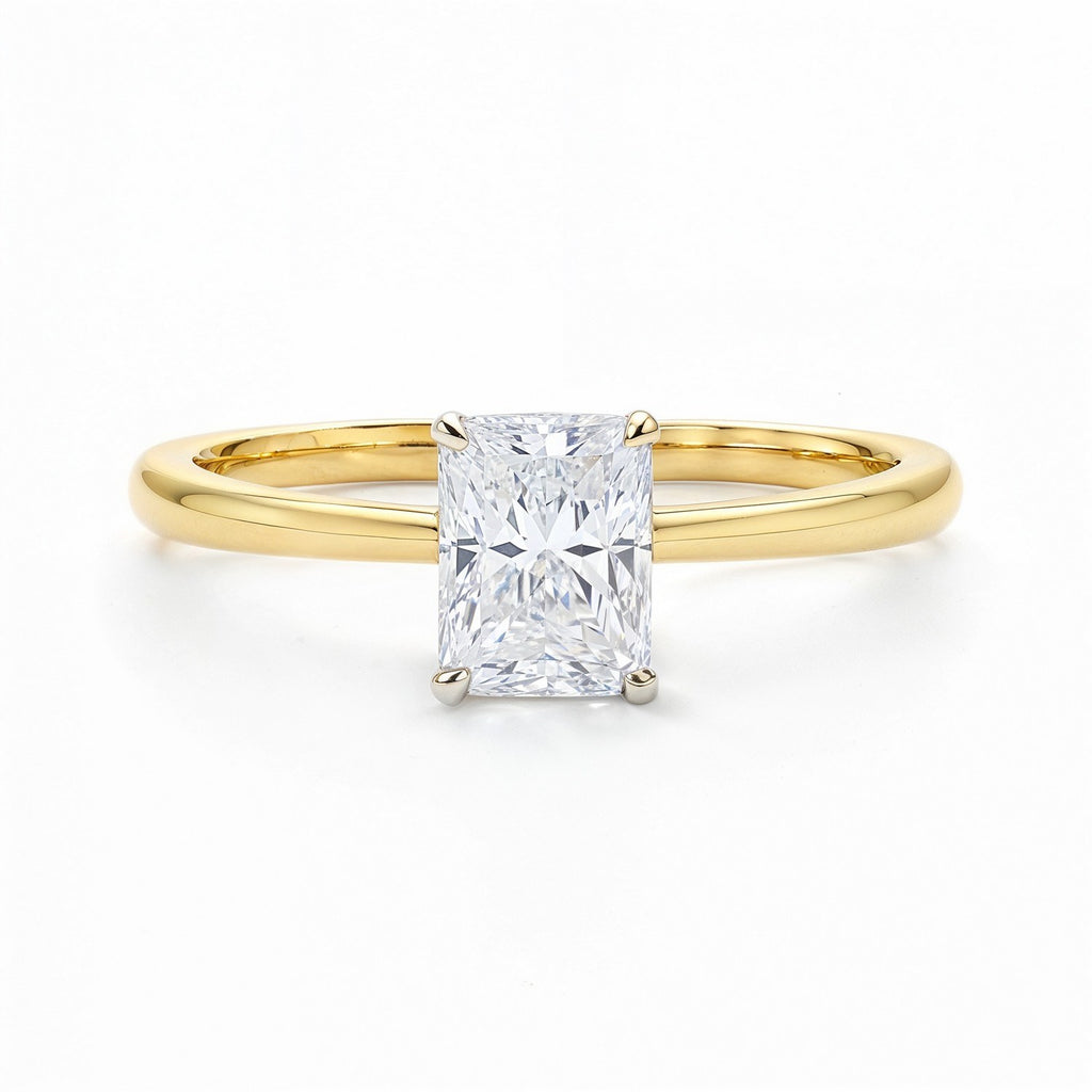 1 Carat Radiant Lab Grown IGI G/VS1 Diamond Solitaire Ring in 14K Yellow Gold