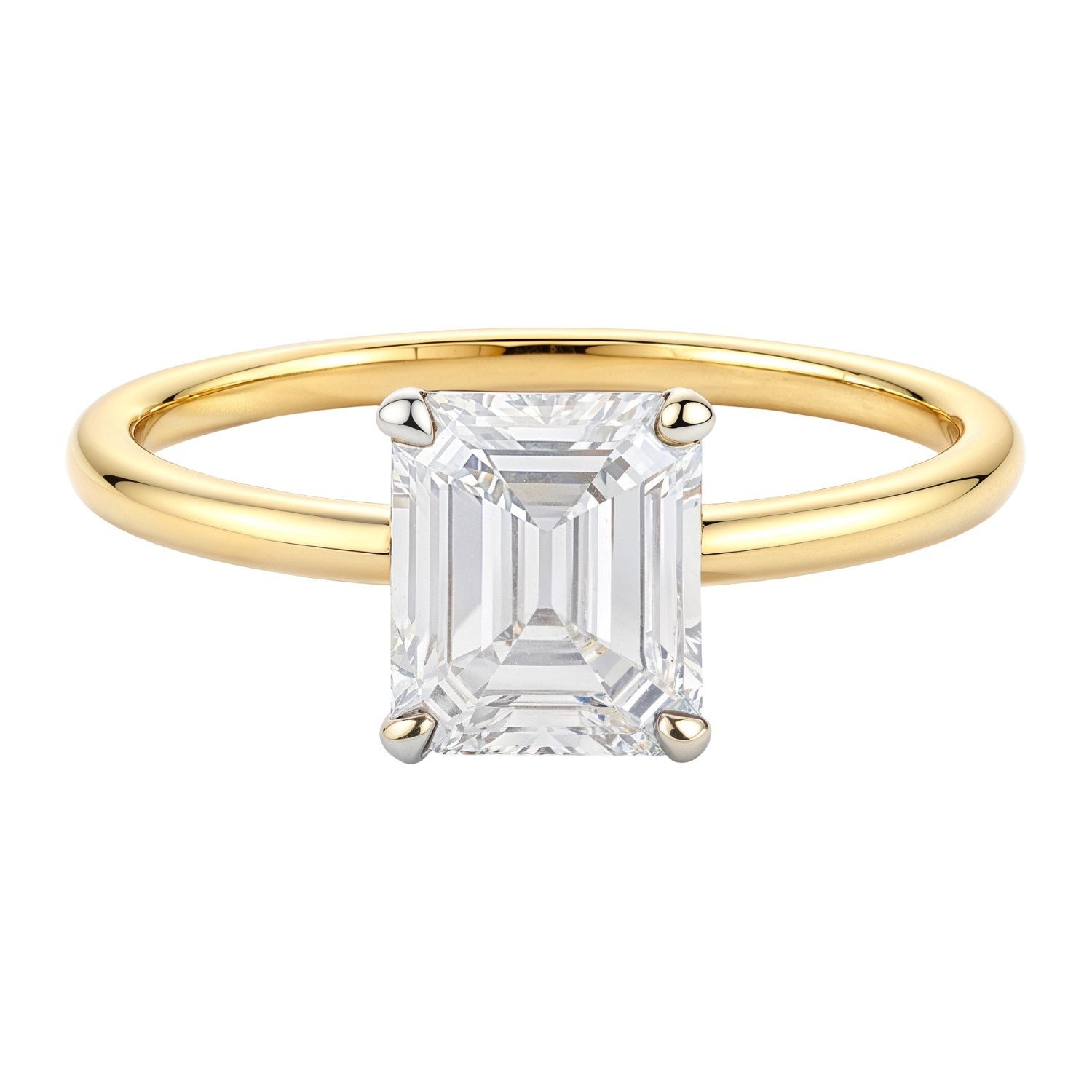 1 Carat Emerald Lab Grown IGI G/VS1 Diamond Solitaire Ring in 10K Yellow Gold
